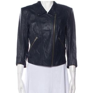 Theyskens Theory Jotor Blue Lamb Leather Moto jacket